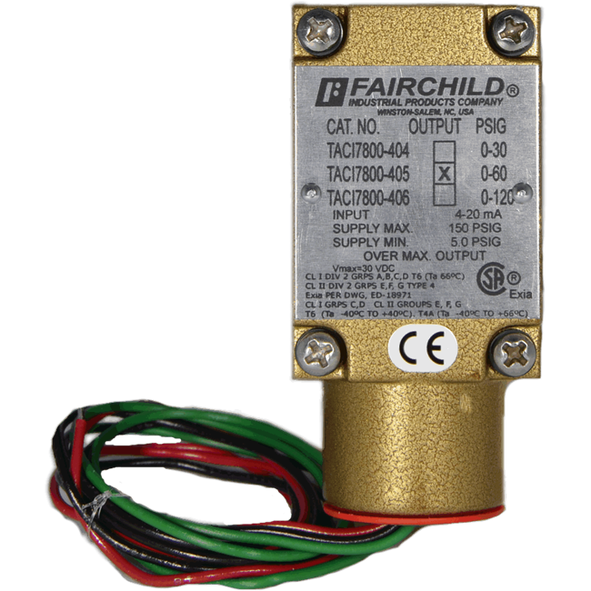 Fairchild Piezo Ceramic Electro-Pneumatic Transducer, Model T7800